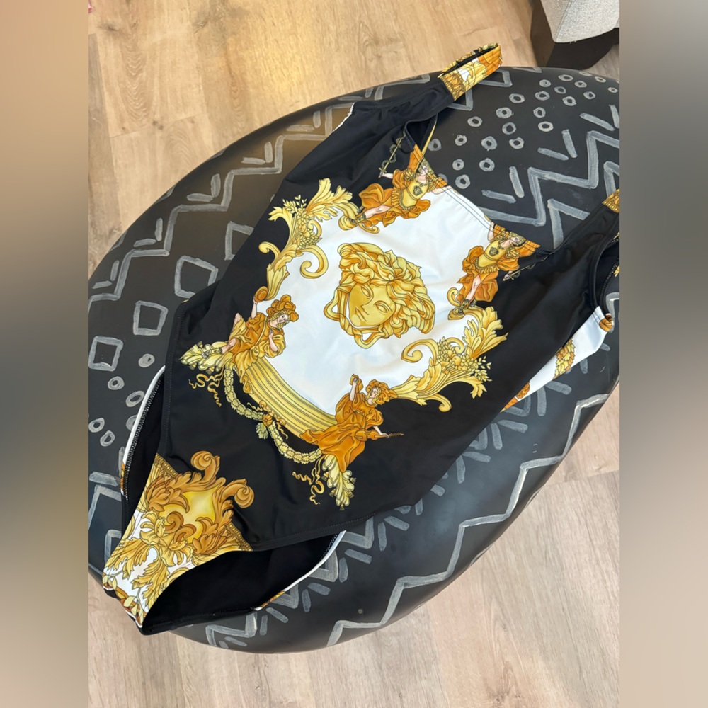 Versace Runway OnePiece Swimwear | Medusa head in gold and black design | Size 3